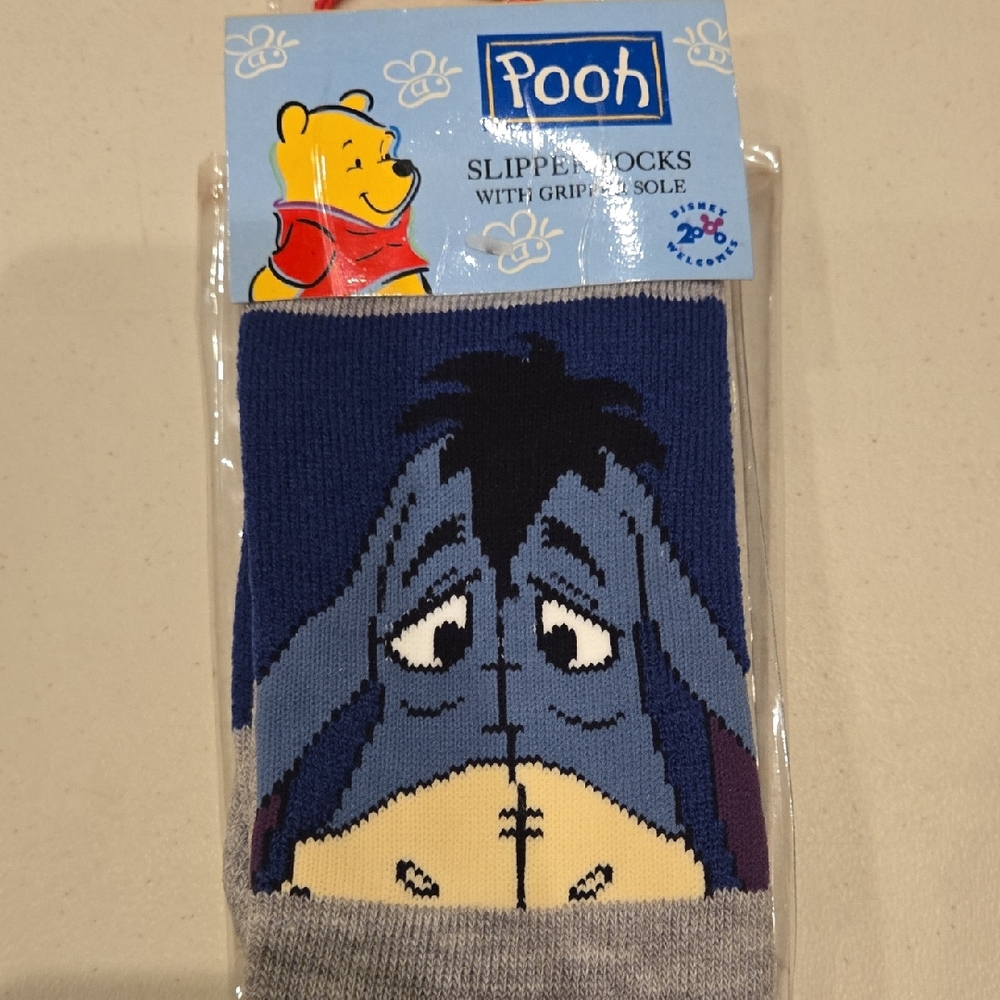 Disney Gray Socks with Black Leaf Design